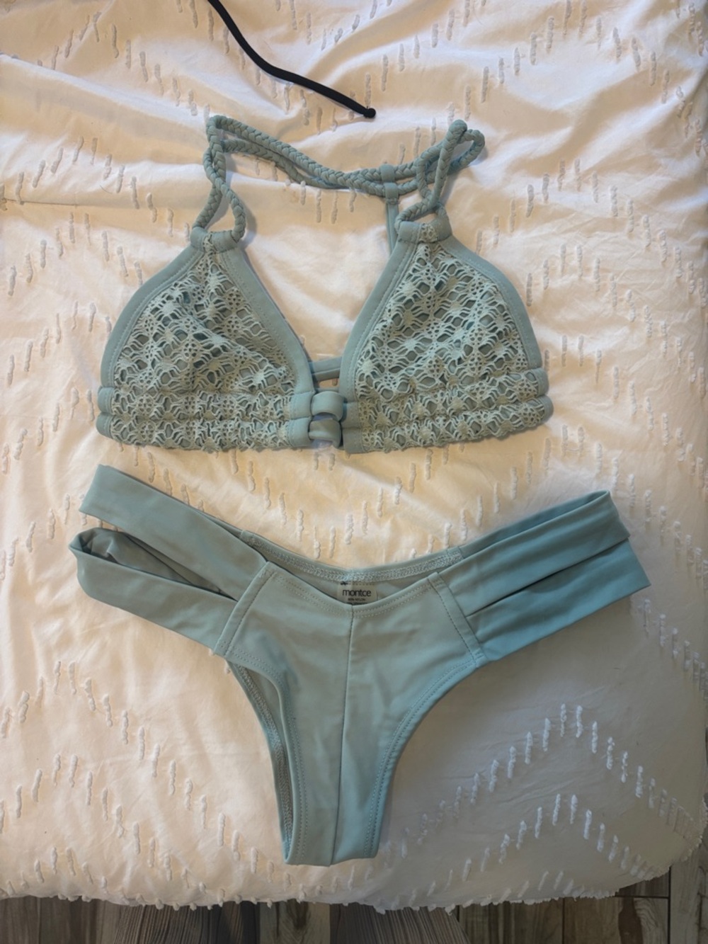 Light Aqua Crochet Halter Bikini Set